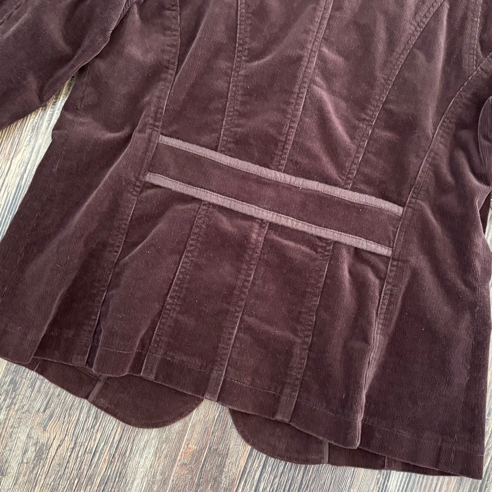 FDJ French Dressing Brown Corduroy Blazer Jacket Womens 8 Button Front Back Belt - Picture 9 of 11